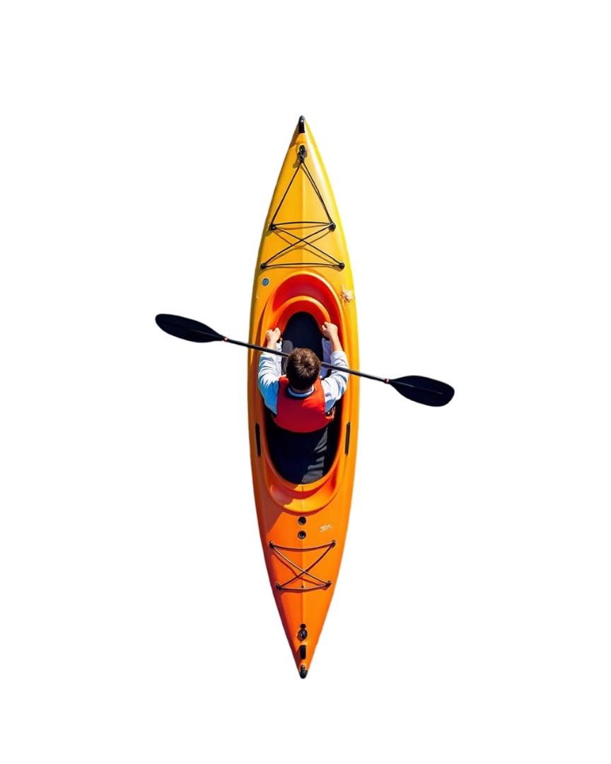 Top view of person kayaking